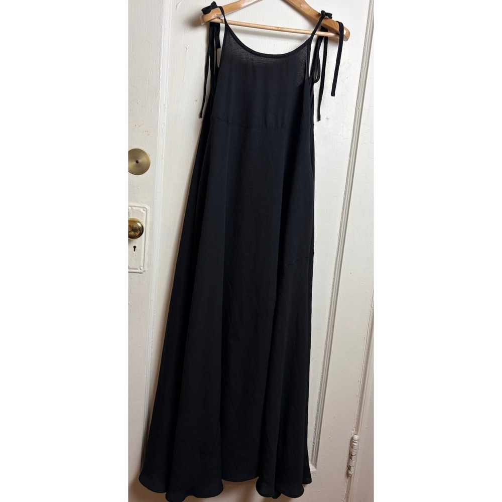 Claude Tulum Black Flowy Tie Strap Bias Cut Maxi‎ Dress Size Small